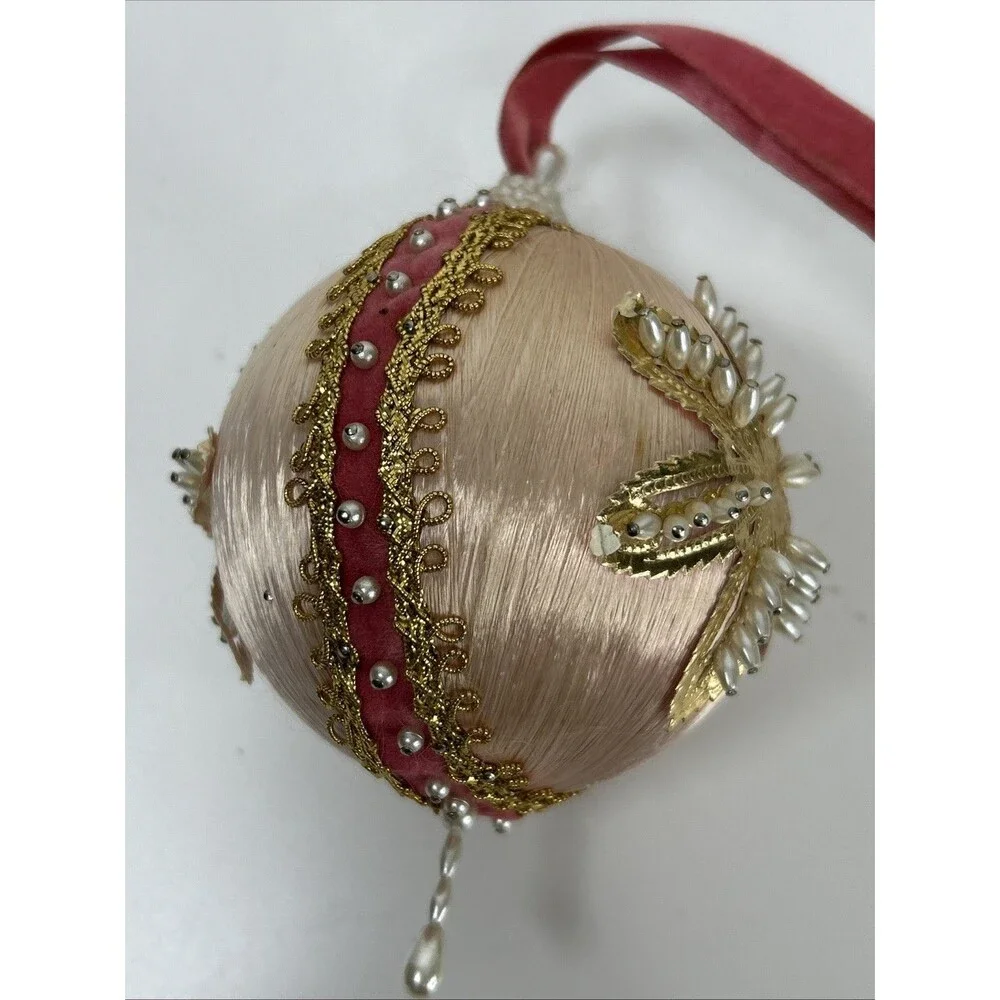 Beaded Sequin Christmas Ornament Lot Push Pin Tassel Satin Jeweled Czech